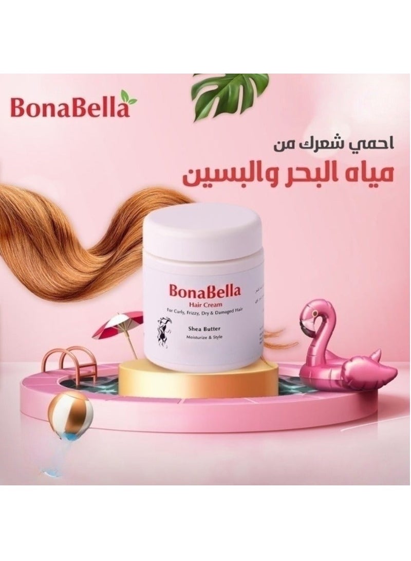 Bonabella Hair Cream with Shea Butter for Curly, Frizzy, Dry & Damaged Hair 200gm - Image 4